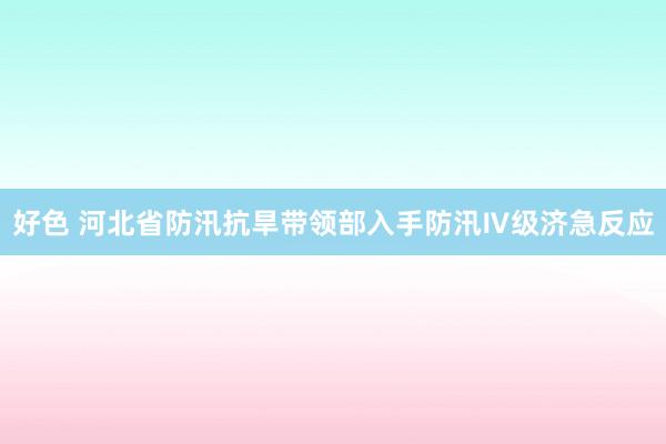 好色 河北省防汛抗旱带领部入手防汛Ⅳ级济急反应