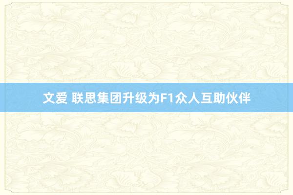 文爱 联思集团升级为F1众人互助伙伴