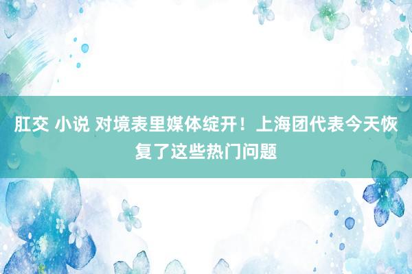 肛交 小说 对境表里媒体绽开！上海团代表今天恢复了这些热门问题