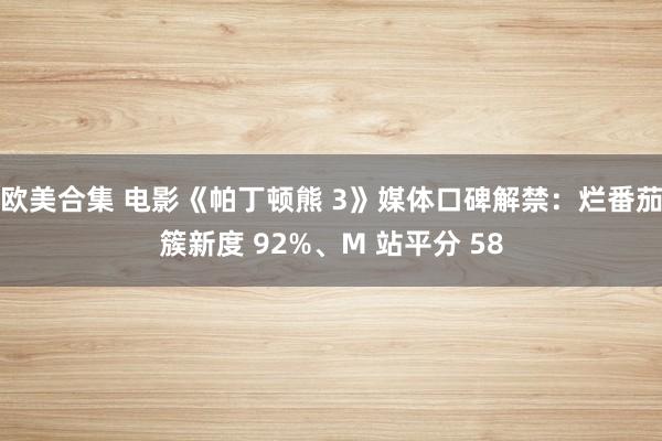 欧美合集 电影《帕丁顿熊 3》媒体口碑解禁：烂番茄簇新度 92%、M 站平分 58