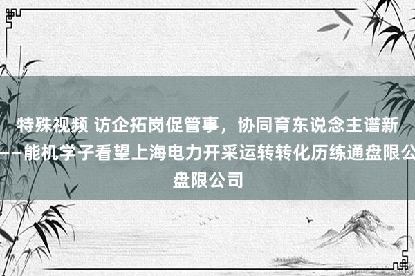 特殊视频 访企拓岗促管事，协同育东说念主谱新篇——能机学子看望上海电力开采运转转化历练通盘限公司