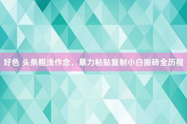 好色 头条粗浅作念，暴力粘贴复制小白搬砖全历程